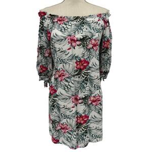 Seven Islands Women's Off-the-Shoulder Tropical Floral Tunic Top Size Small Boho